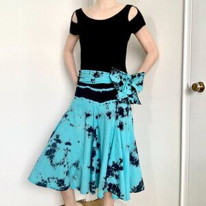 Vintage 80’s Punk Goth Whimsigoth Black Teal Dress Witch Sultry Fairy Rad